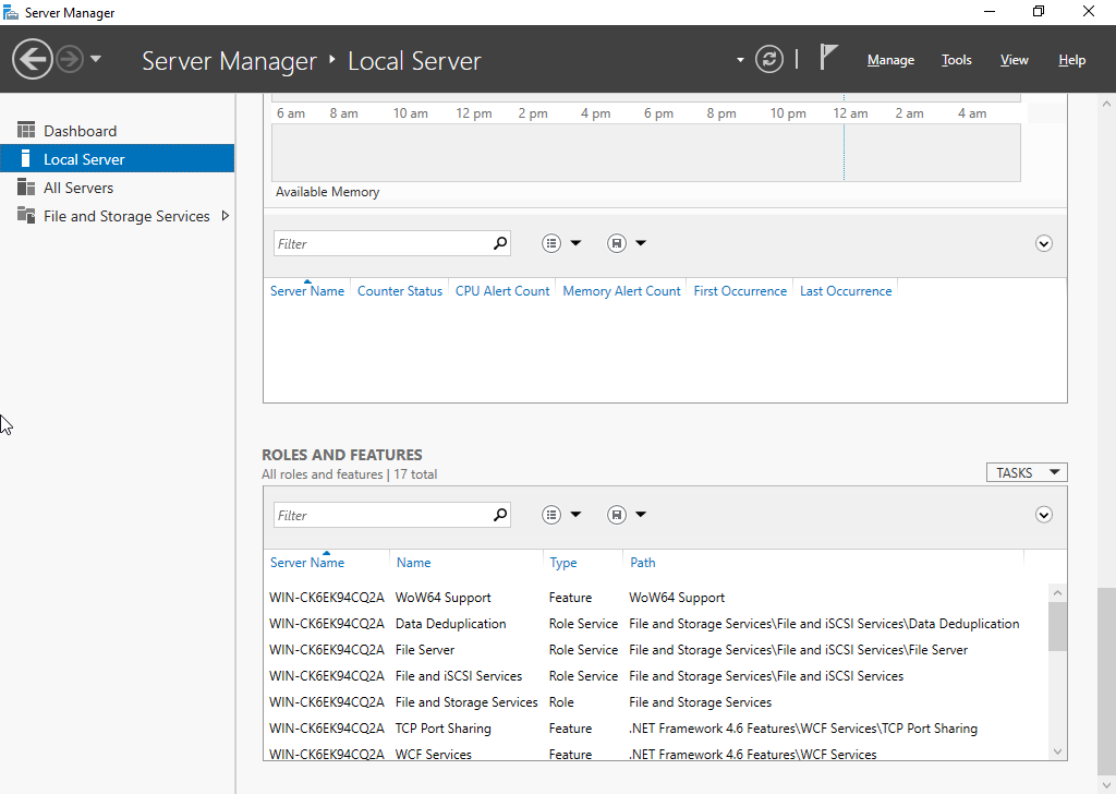 Roles and Features within Server Manager